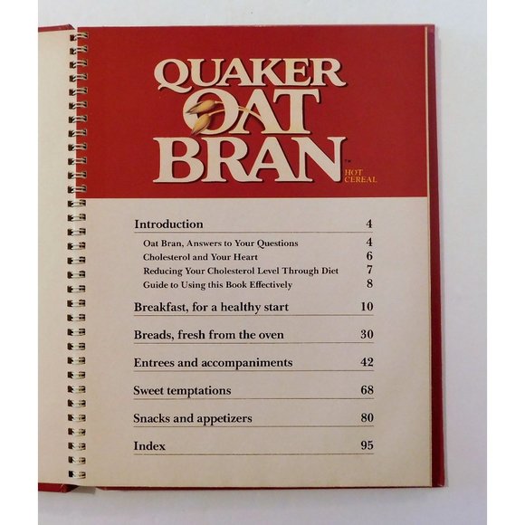 Quaker Oat Bran Cookbook 1989 Hardcover Spiral Recipes - Picture 3 of 4